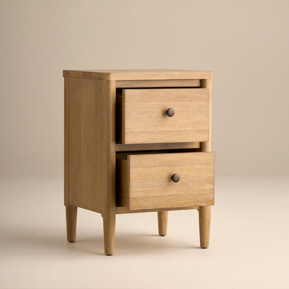 Adina 2 Drawer Bedside, Weathered Oak